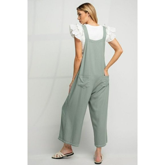 The Kate Linen Oversized Overalls in Sea Breeze - Picture 5 of 5